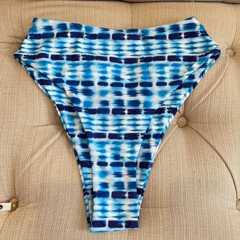 Shein High-rise Bikini Bottom Sz Small Blue/ White